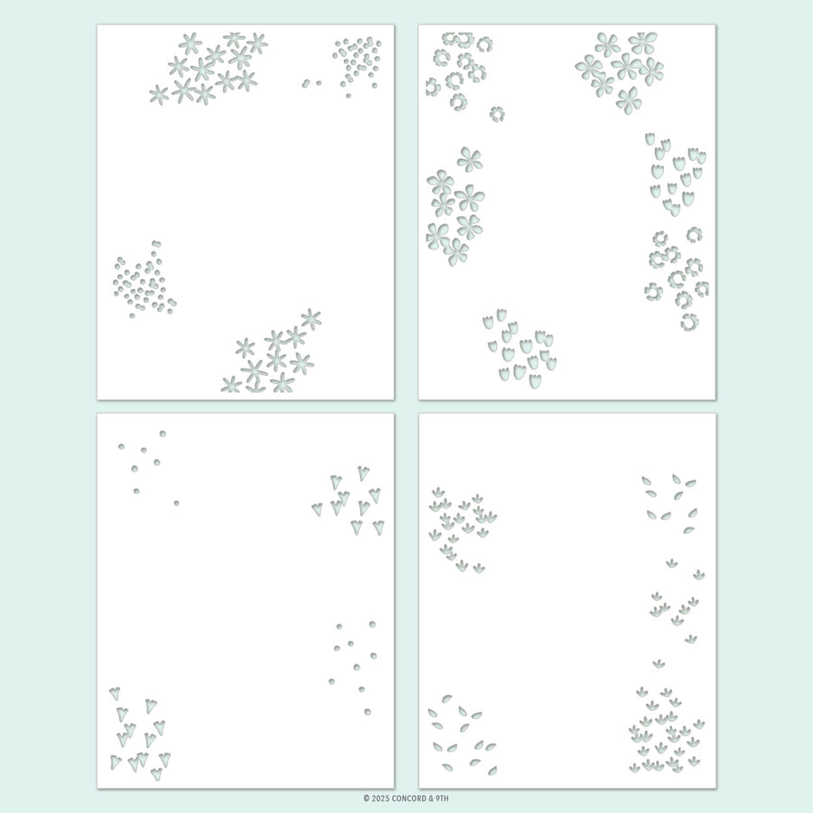 Concord & 9th - Around the Garden Stencil Pack (4 qty; 4.75 x 6)