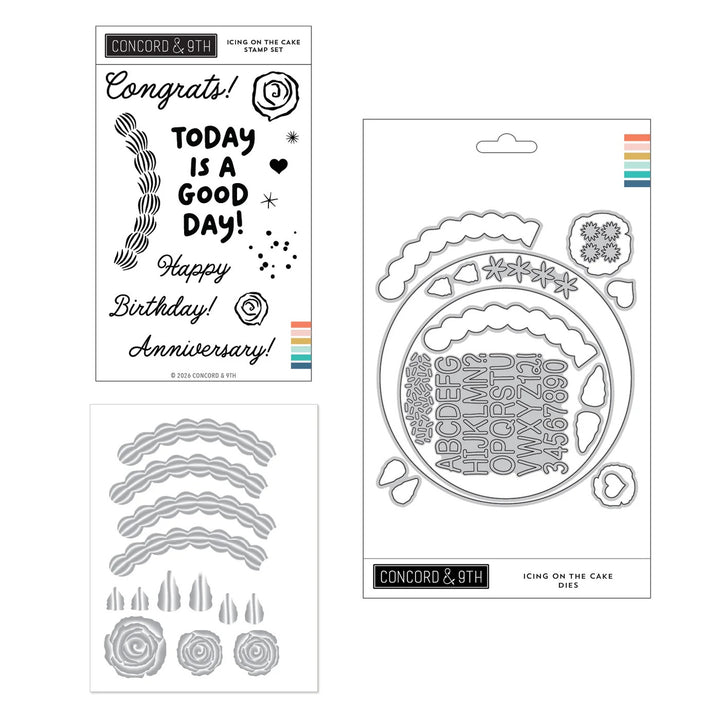 Concord & 9th - Icing on the Cake Bundle - Stamps, Dies - Embossing Folder