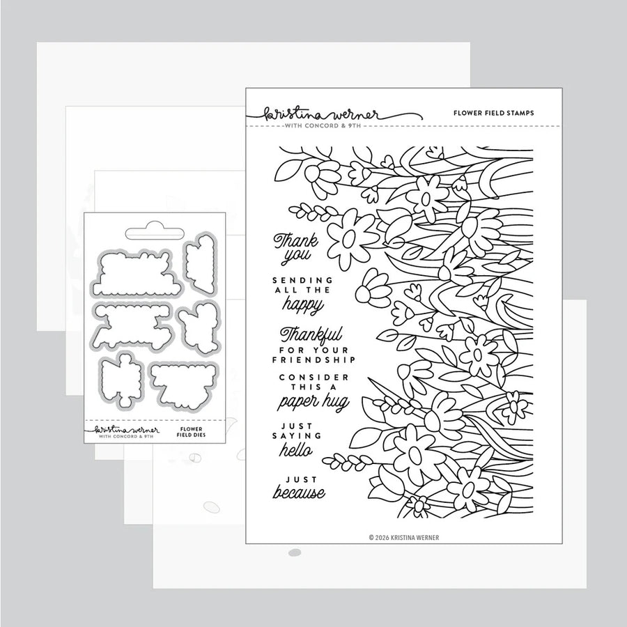Concord & 9th - Kristina Werner - Flower Field Bundle - Stamps, Dies & Stencils