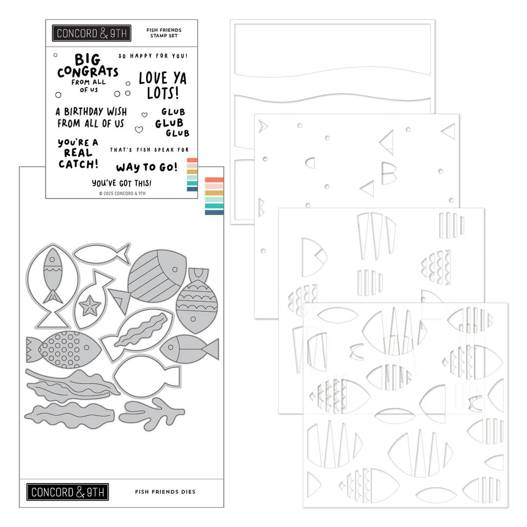 Concord & 9th - Fish Friends Bundle - Stamps, Dies & Stencils