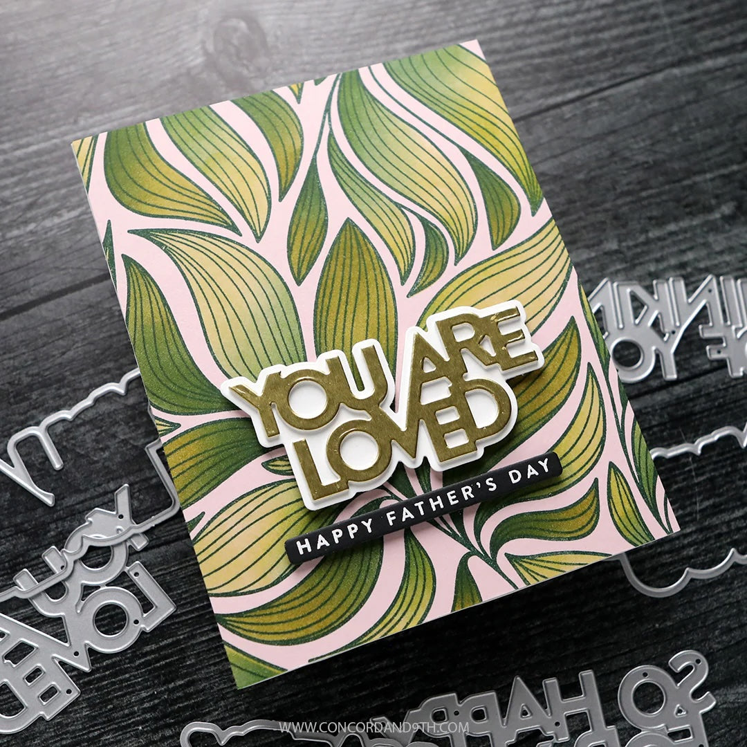 Concord & 9th - Kristina Werner - Long Line Leaves Bundle - Stamp Set, Dies, Stencils and Background Stamps