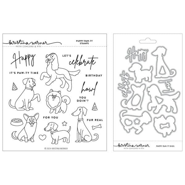 Concord & 9th - Puppy Paw-ty Stamp Set and Dies Bundle