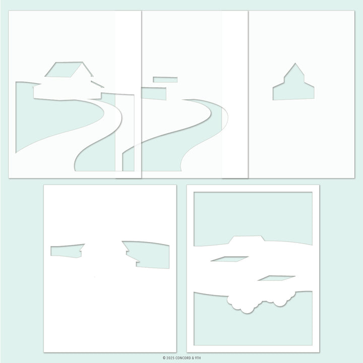 Concord & 9th - Countryside Stencil Pack (5 qty; 4.75 x 6)
