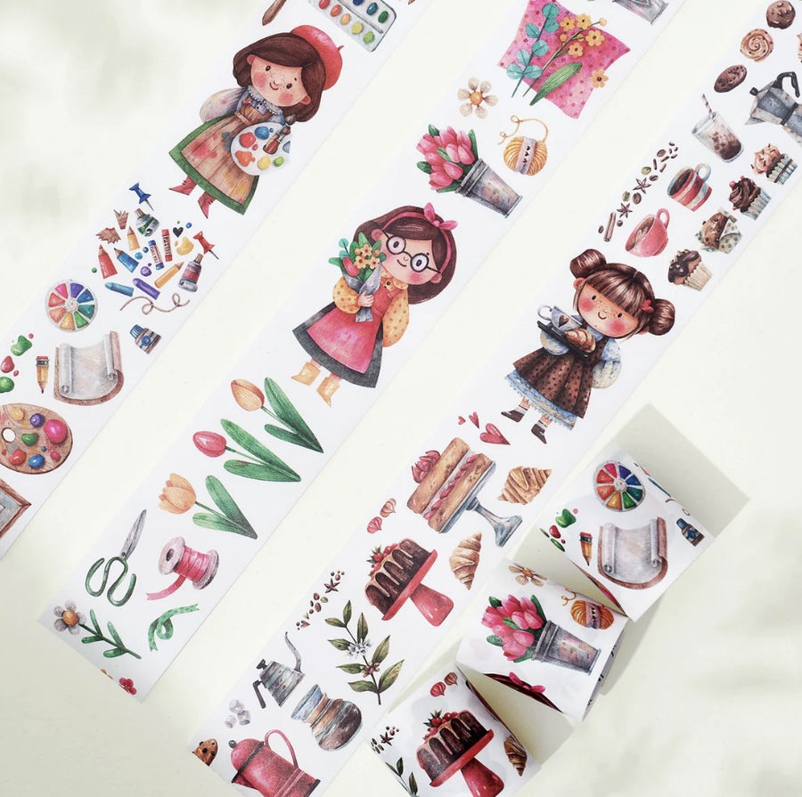 Drawing. Coffee. Floristry. Washi Tape Sticker Set by the Washi tape shop.