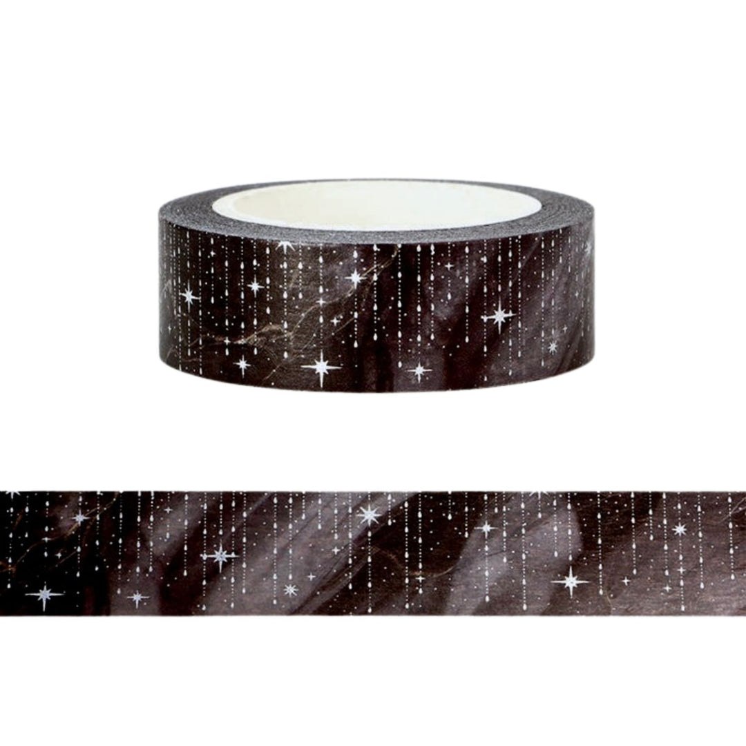 Washi Tape, Foil Silver Falling Stars