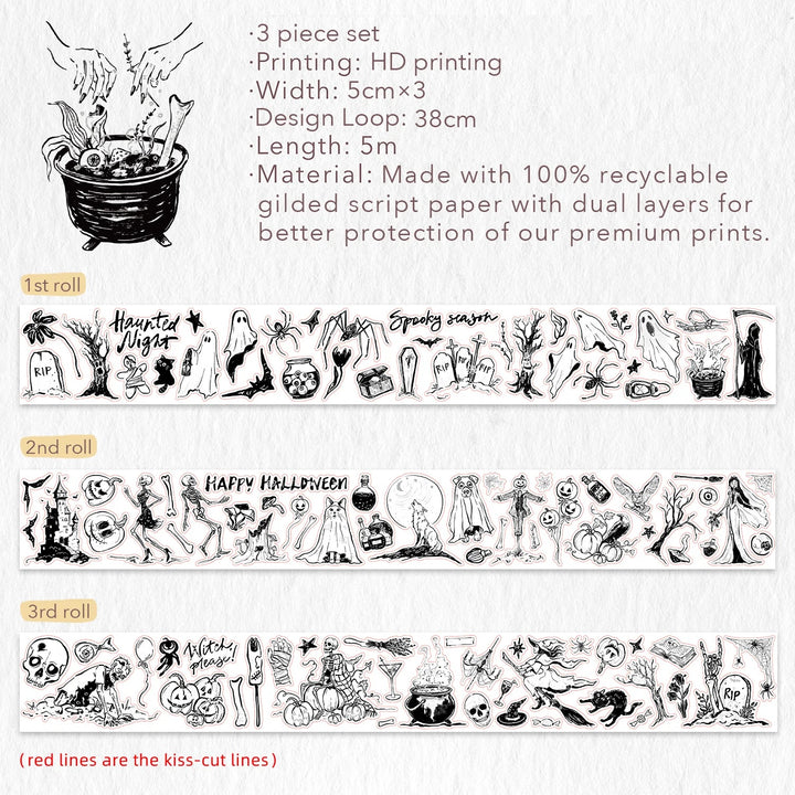 The Washi Tape Shop - Graveyard Scribbles Washi Tape Sticker Set (GILDED)