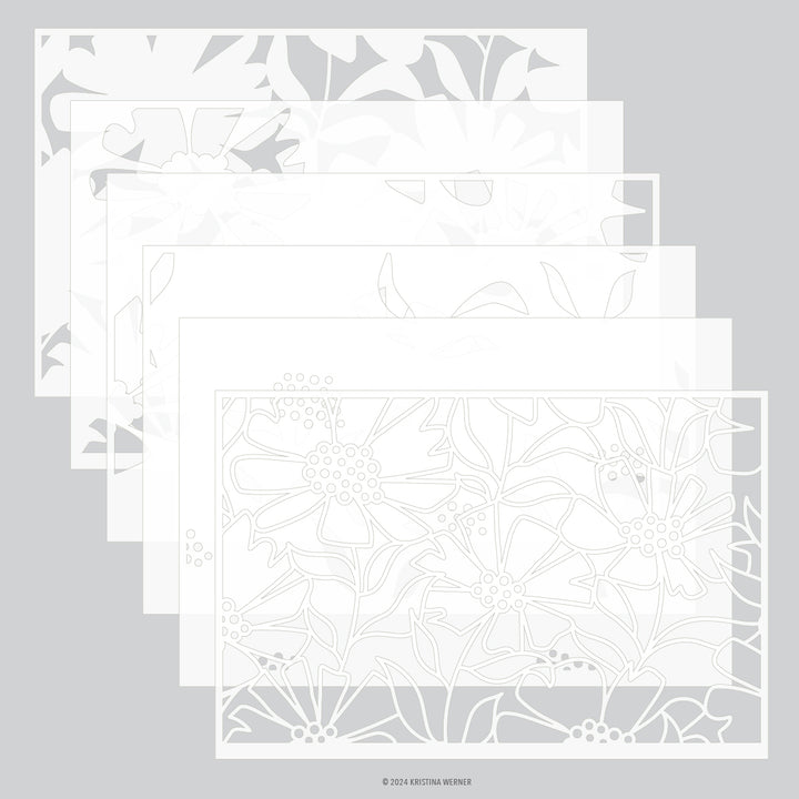 Concord & 9th - Kristina Werner - Cheerful Flowers Stencil Pack (6 qty; 6 x 9)