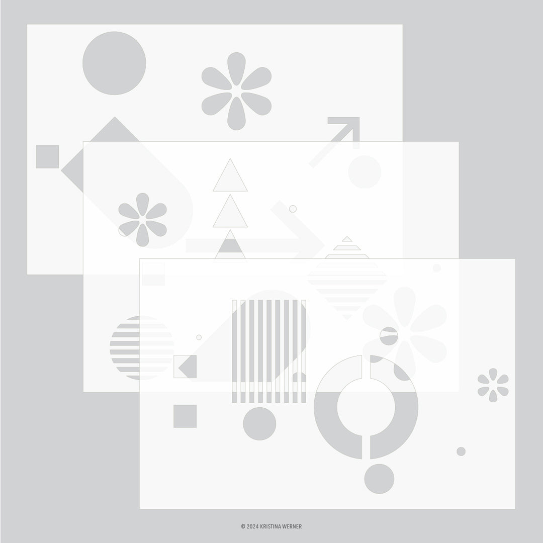 Concord & 9th - Kristina Werner - Geo Mod Stencil Pack (3 qty; 6 x 9)