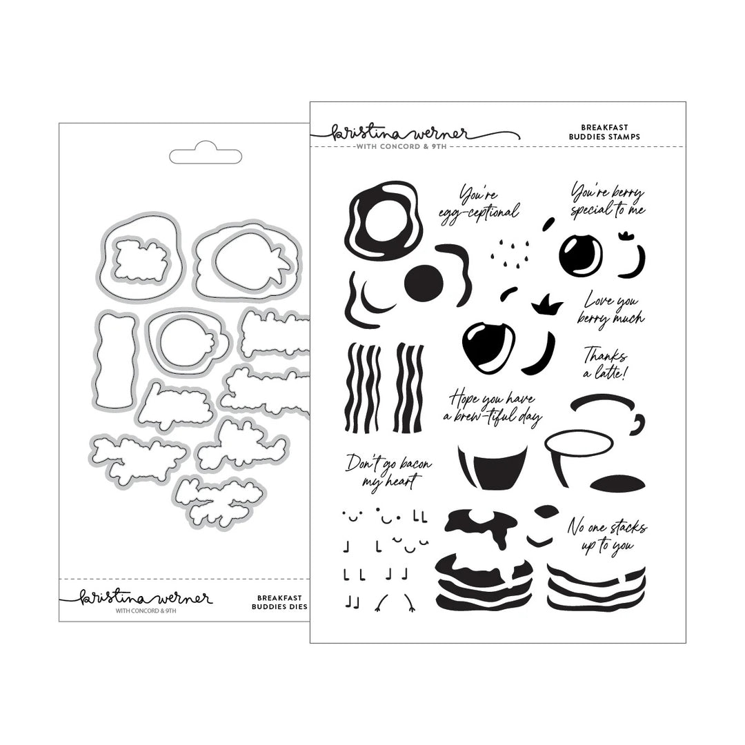 concord & 9th kristina werner breakfast buddies stamp set 6 x 8 dies bundle