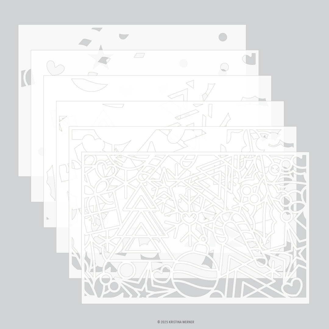 Concord & 9th - Kristina Werner - Holiday Icons Stencil Pack (6 qty; 6 x 9)