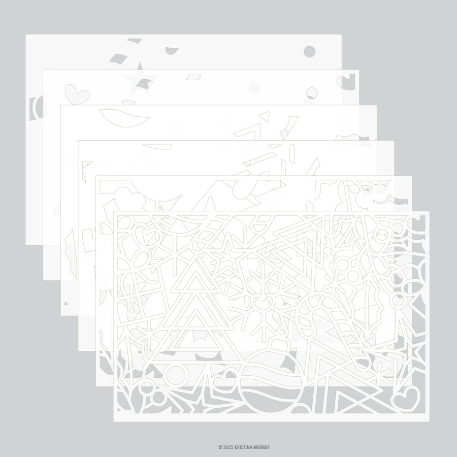 Concord & 9th - Kristina Werner - Holiday Icons Stencil Pack (6 qty; 6 x 9)