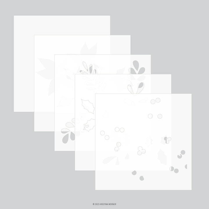 Concord & 9th - Kristina Werner - Winter Greenery Background Stencil Pack (5 qty; 6 x 6)