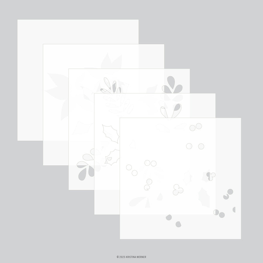 Concord & 9th - Kristina Werner - Winter Greenery Background Stencil Pack (5 qty; 6 x 6)
