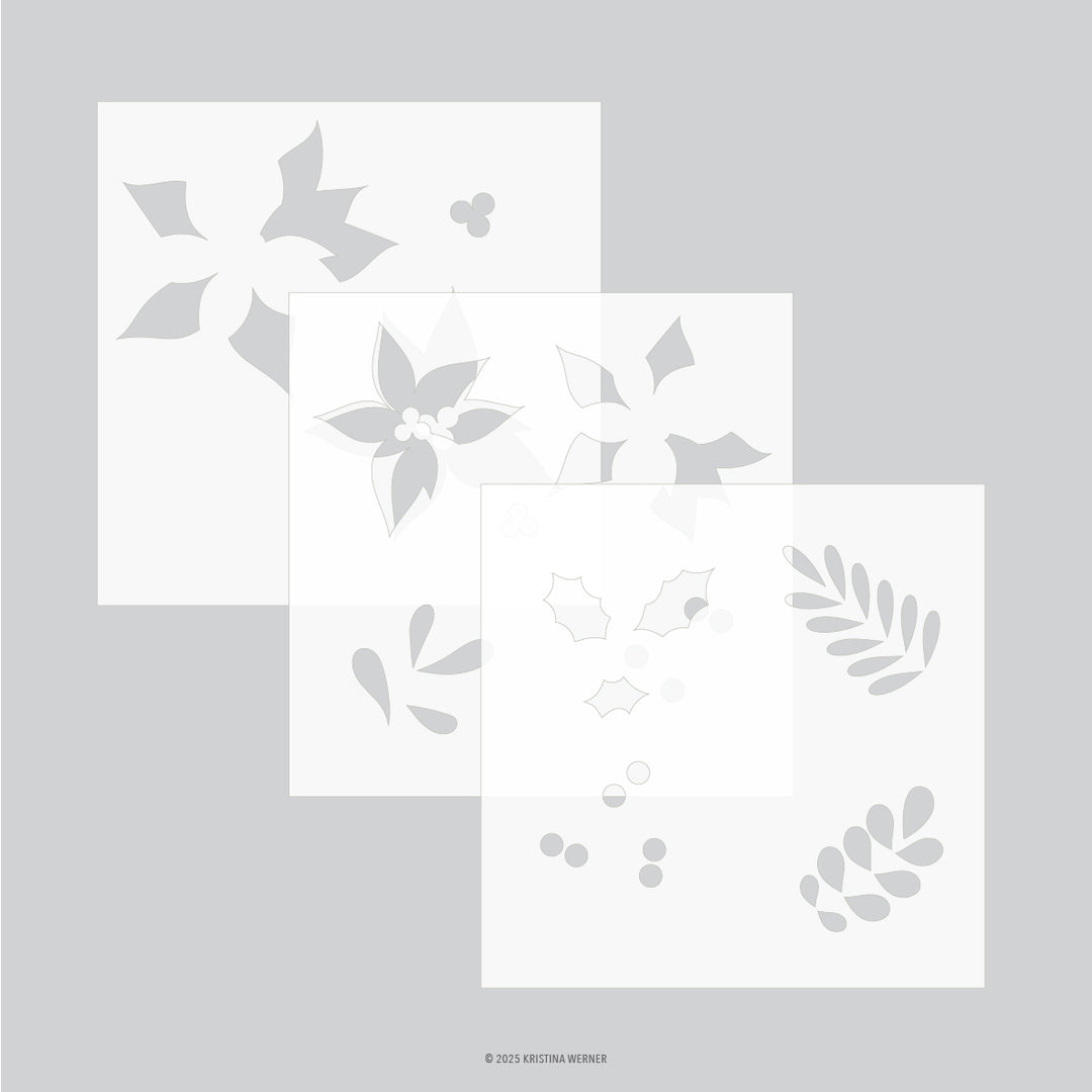 Concord & 9th - Kristina Werner - Winter Greenery Stencil Pack (3 qty; 6 x 6)