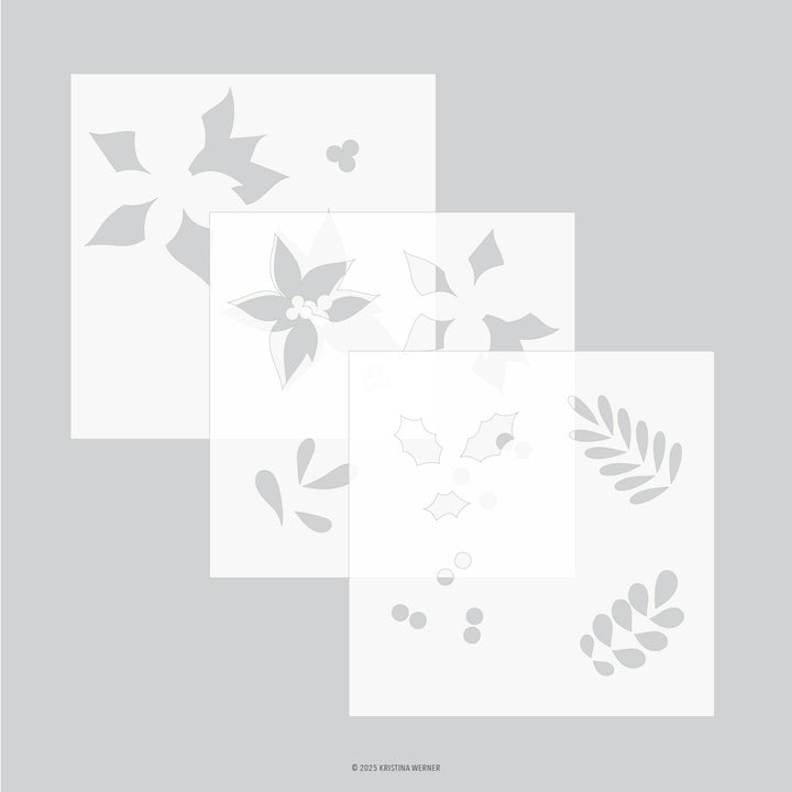 Concord & 9th - Kristina Werner - Winter Greenery Stencil Pack (3 qty; 6 x 6)