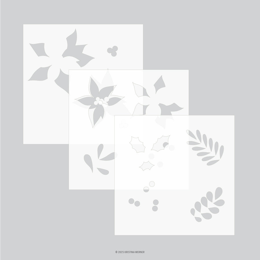 Concord & 9th - Kristina Werner - Winter Greenery Stencil Pack (3 qty; 6 x 6)