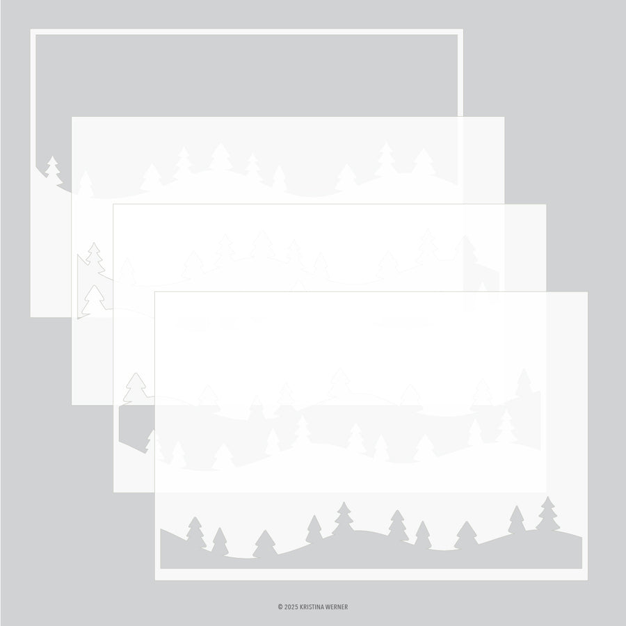 concord 9th trees and forest stencil pack 4 qty 6 x 9 kw1195