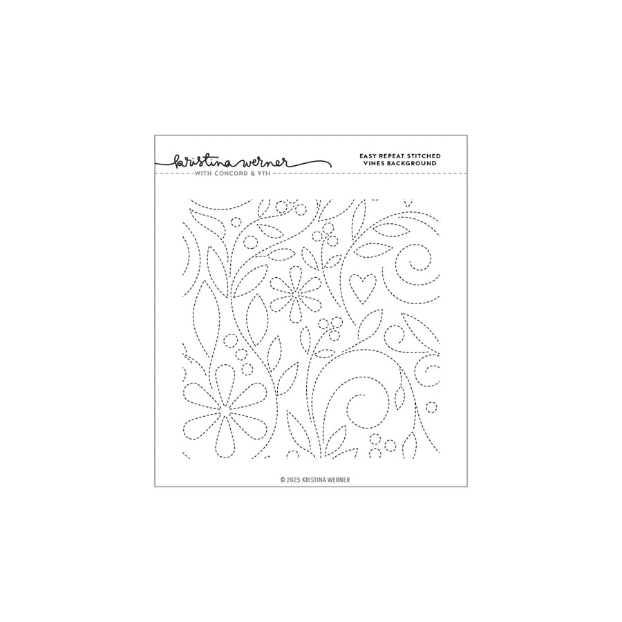 Concord & 9th - Kristina Werner - Easy Repeat Stitched Vines Background Stamp (6 x 6)