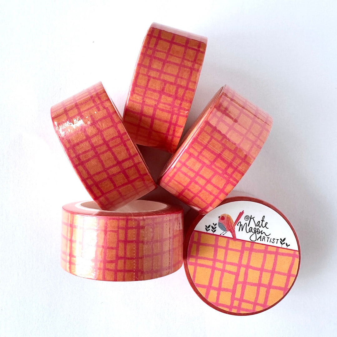 Kate Mason Artist - Washi Tape - Graph triggered orange & pink