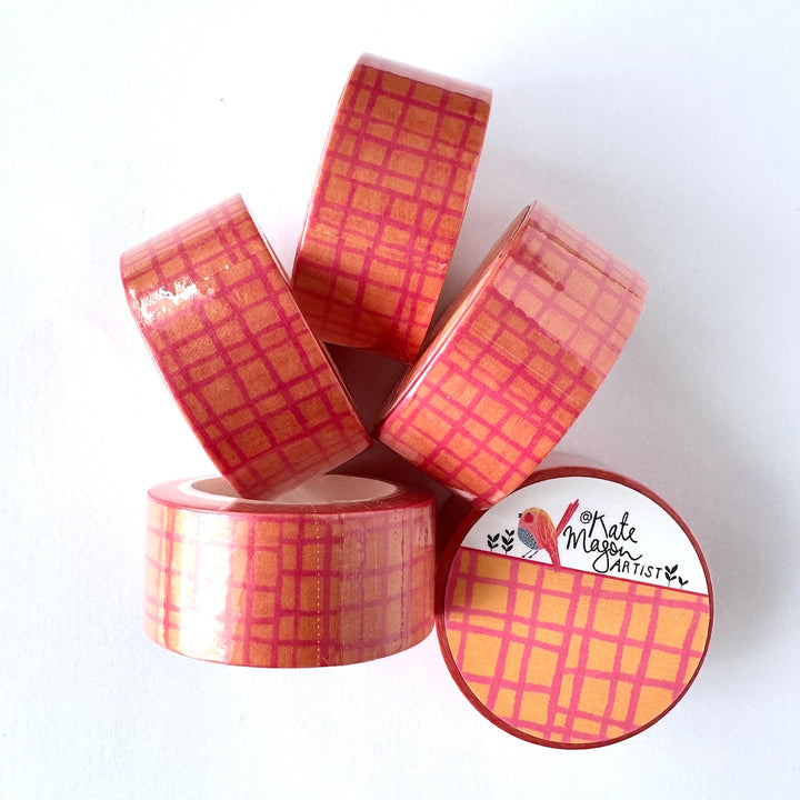Kate Mason Artist - Washi Tape - Graph triggered orange & pink