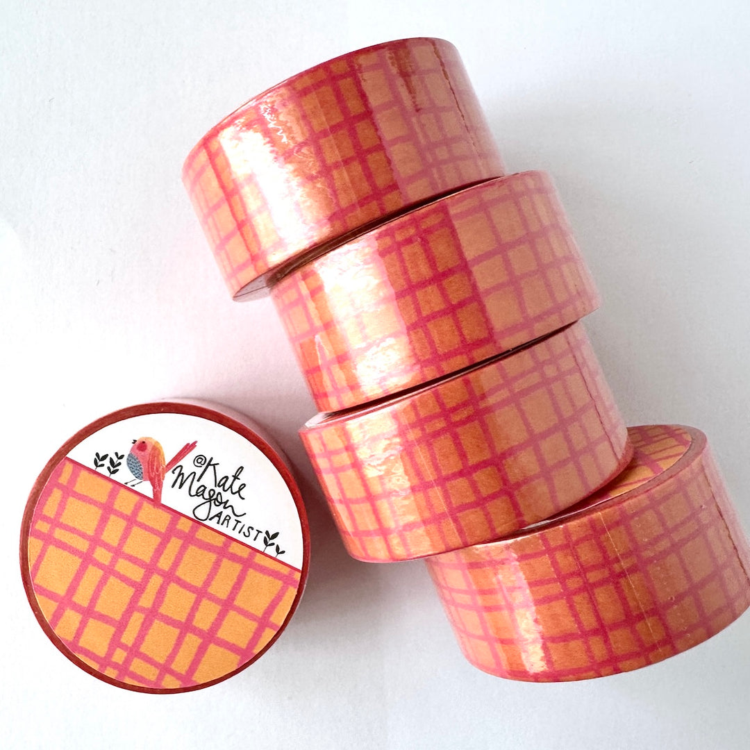 Kate Mason Artist - Washi Tape - Graph triggered orange & pink