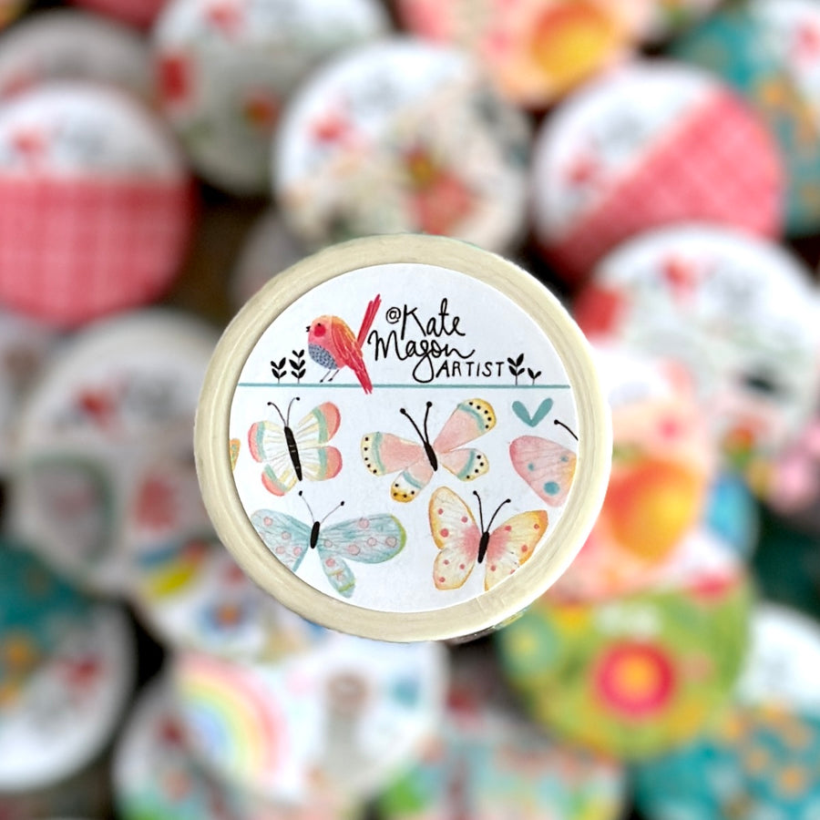 Butterfly washi tape on colourful background