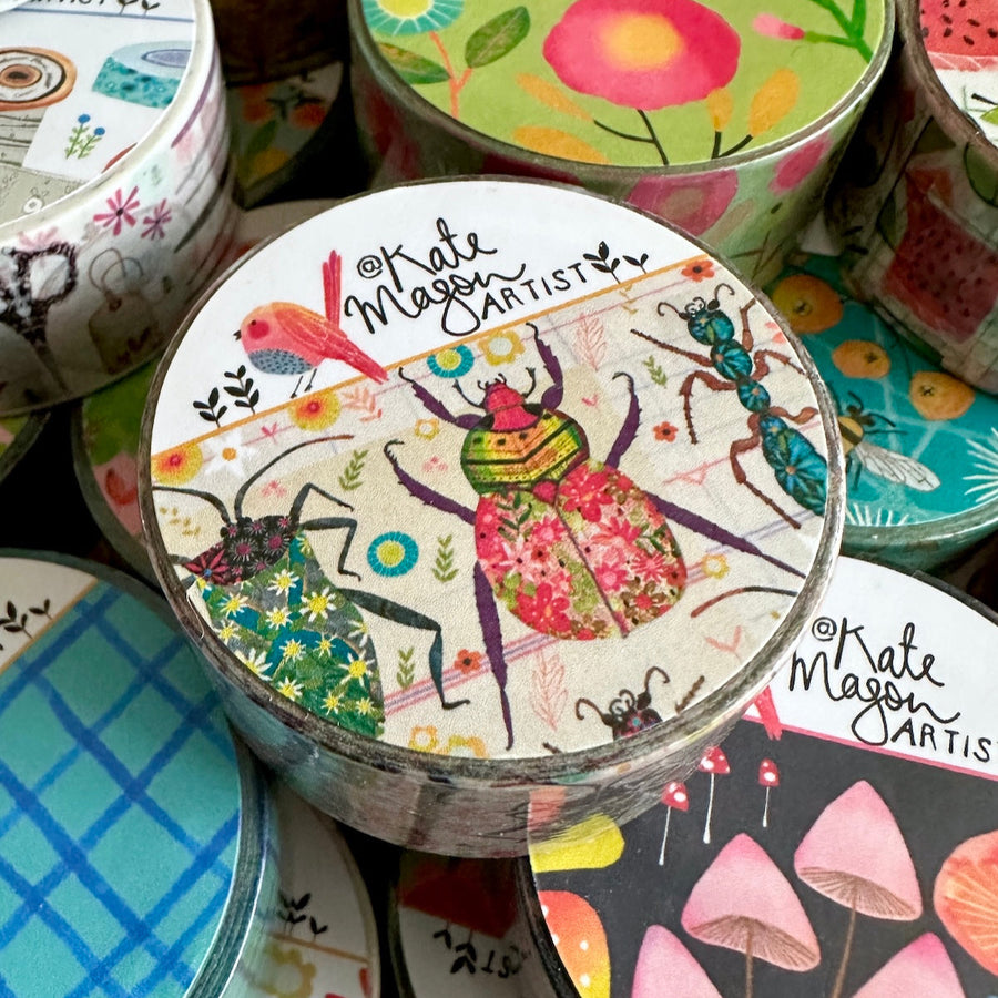 Kate Mason Art washi tape pretty bugs on other various tapes