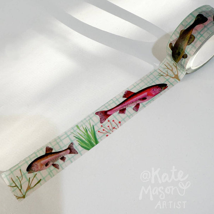 Decorative tape with fish design on a white background