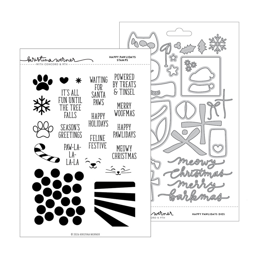 Kristina Werner Happy Pawlidays Bundle (Stamps & Dies) for Concord & 9th in its packaging