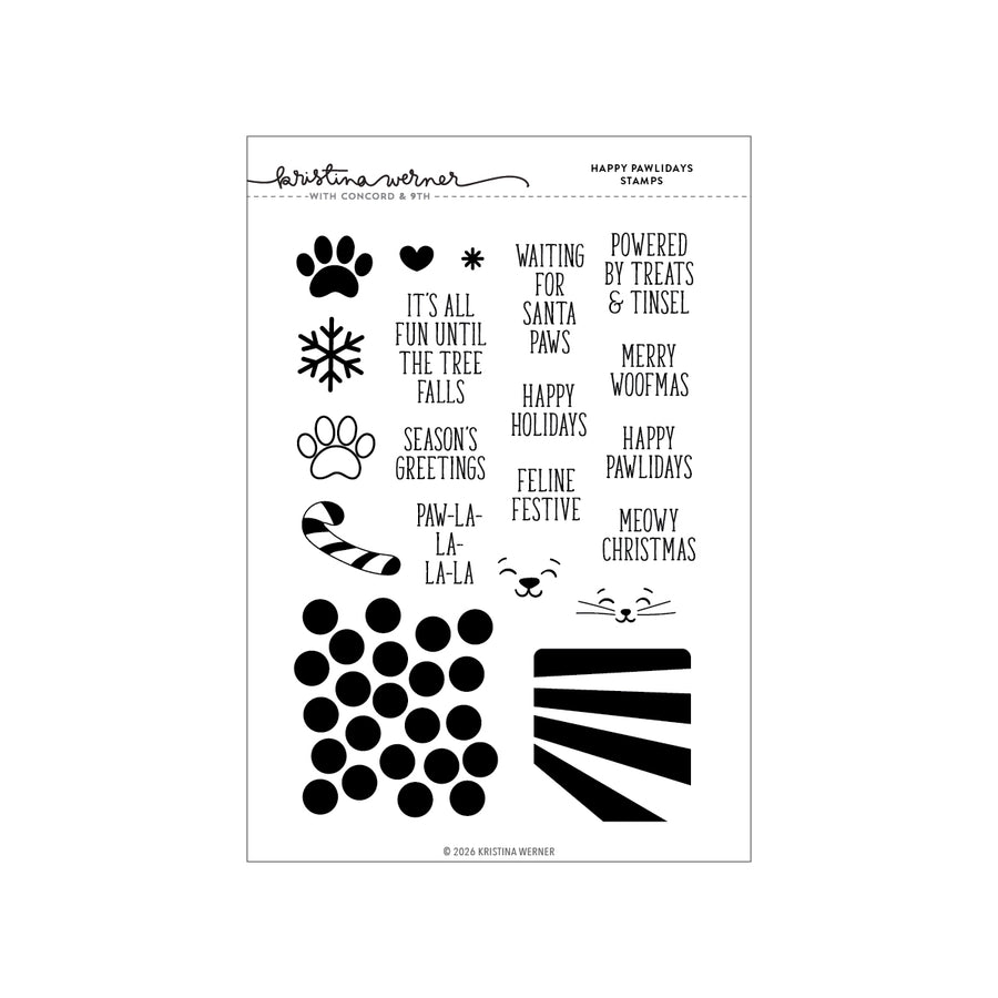 Kristina Werner Happy Pawlidays Stamp Set for Concord & 9th in its packaging