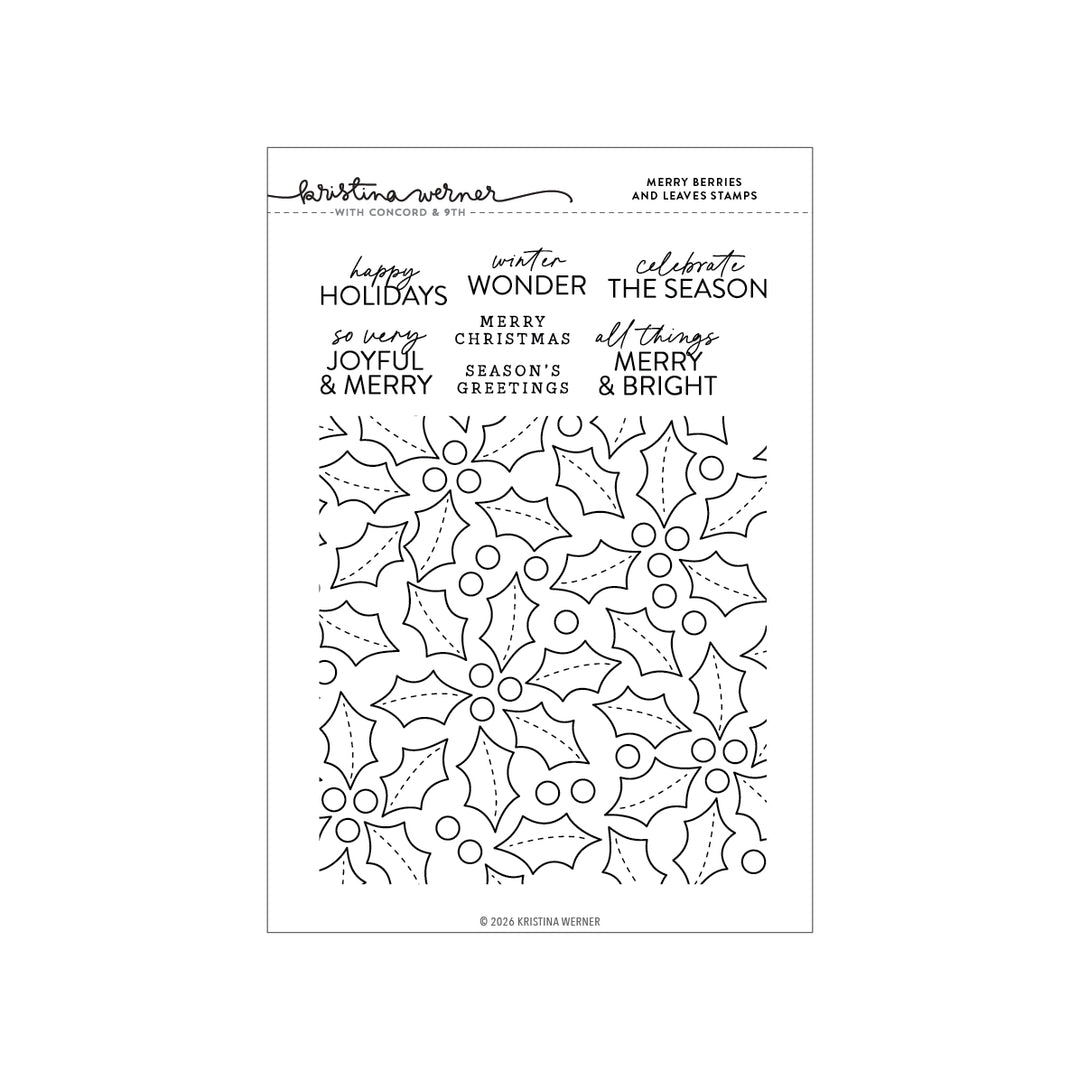 Kristina Werner Merry Berries and Leaves Stamps for Concord & 9th in its packaging
