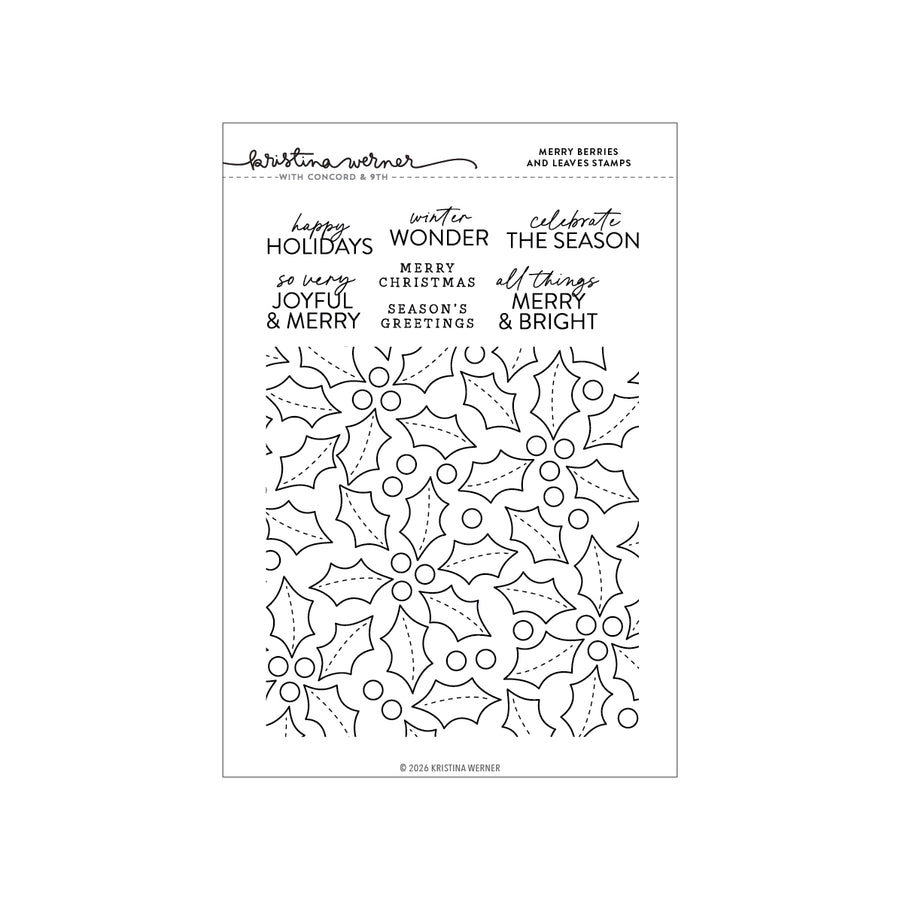Kristina Werner Merry Berries and Leaves Stamps for Concord & 9th in its packaging