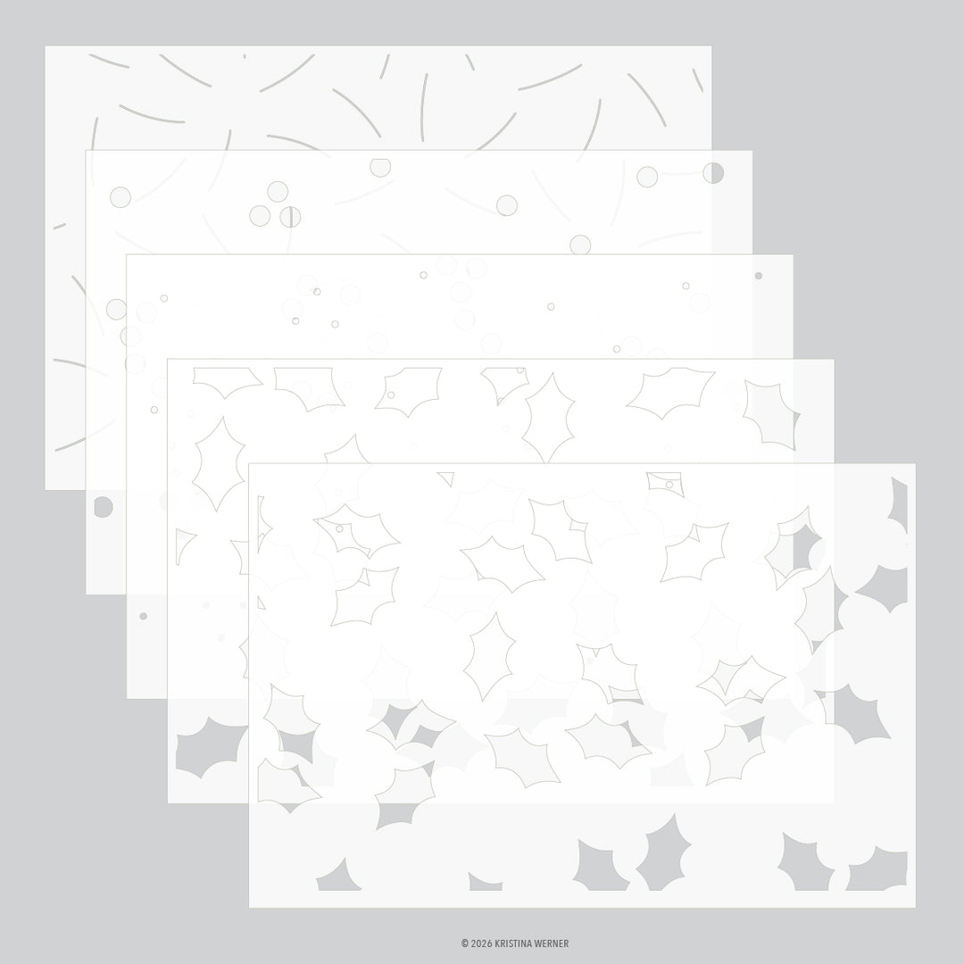Kristina Werner Merry Berries and Leaves Stencil Pack for Concord & 9th in its packaging