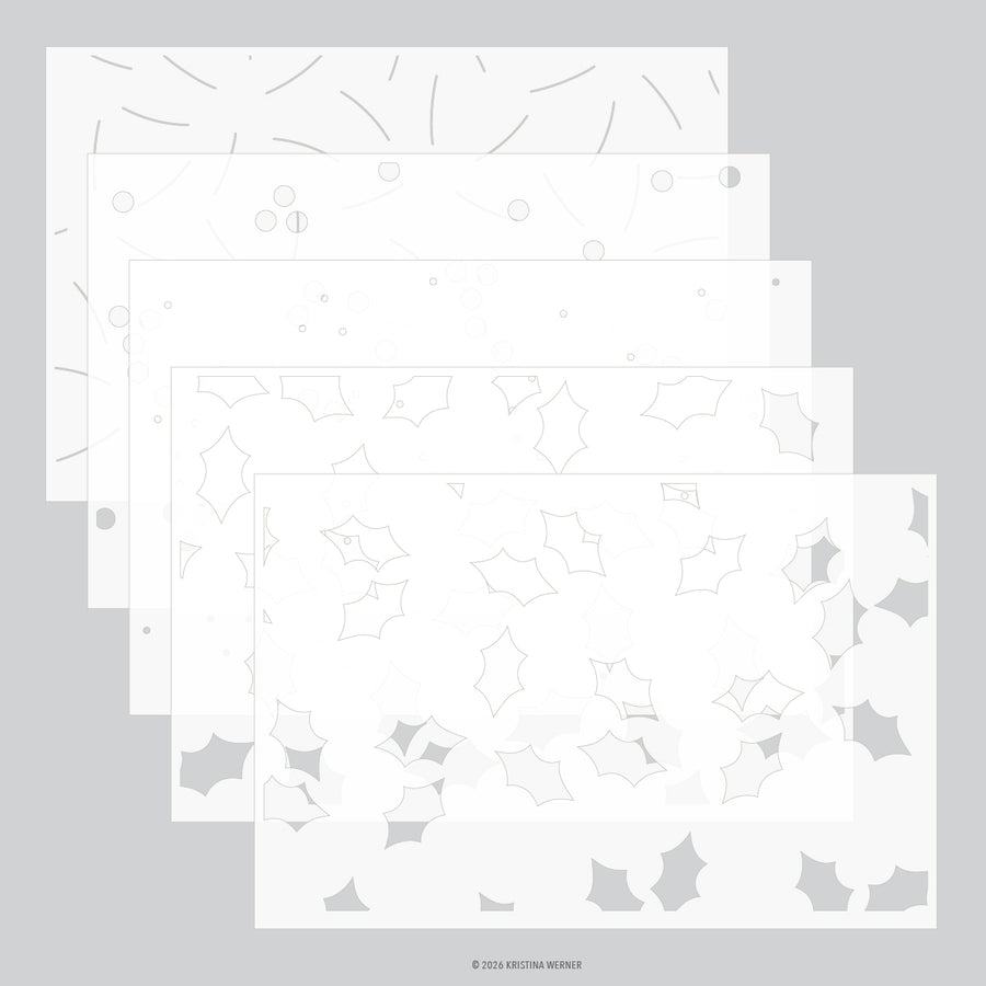 Kristina Werner Merry Berries and Leaves Stencil Pack for Concord & 9th in its packaging