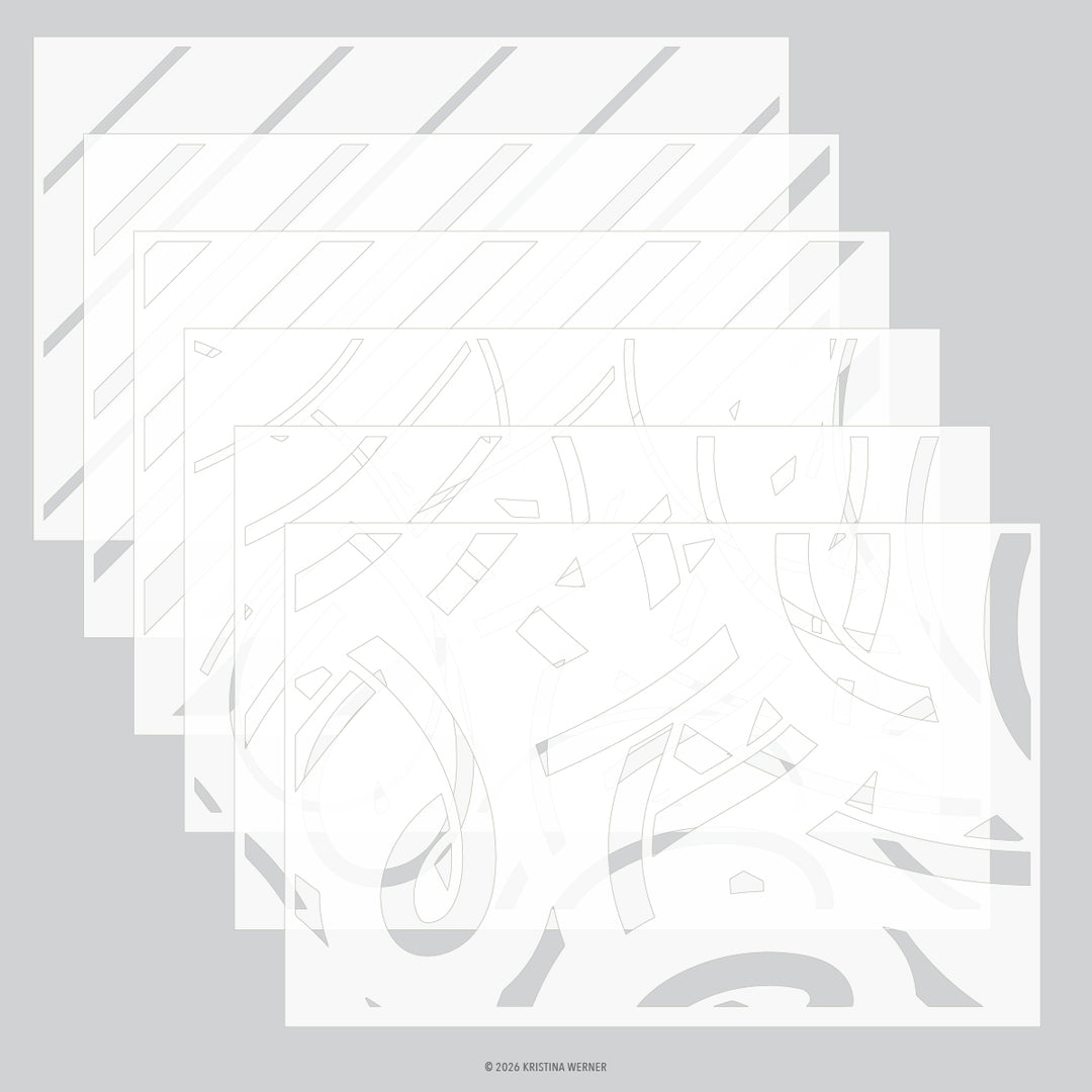 Kristina Werner Peppermint Stripes Stencil Pack for Concord & 9th in its packaging