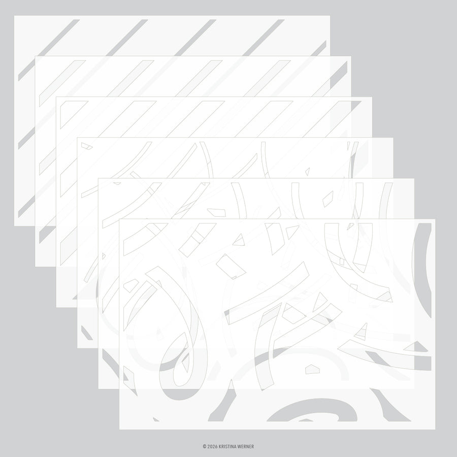 Kristina Werner Peppermint Stripes Stencil Pack for Concord & 9th in its packaging