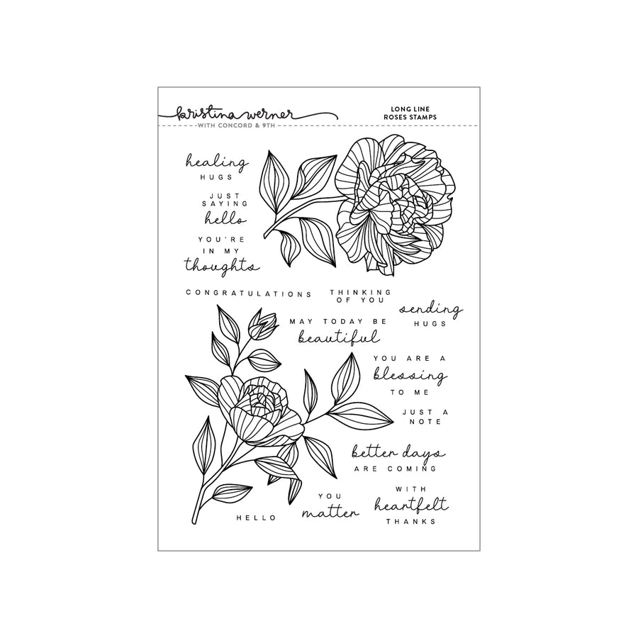 concord 9th kristina werner long line roses stamp set 