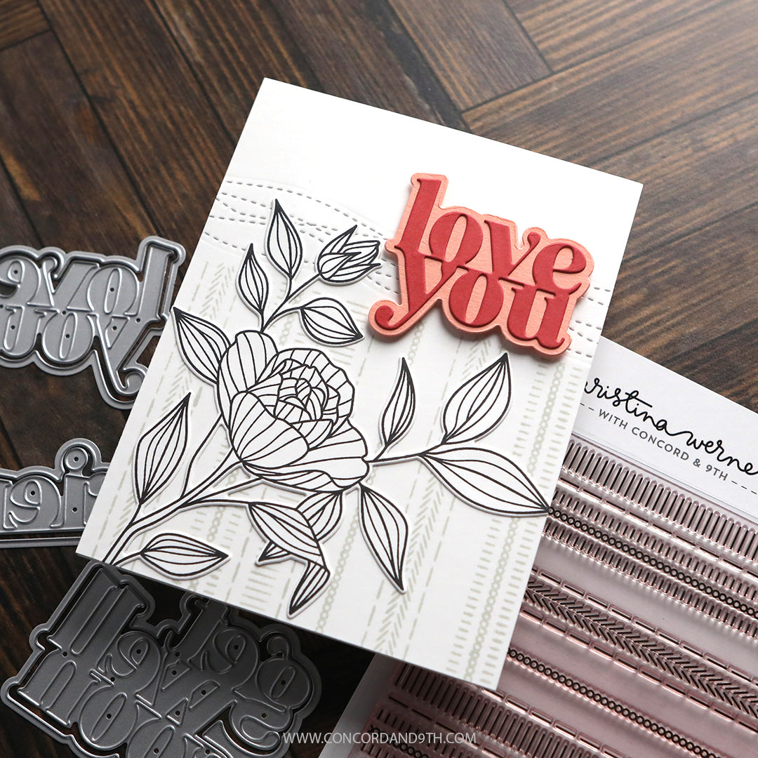 concord 9th kristina werner long line roses stamp set sentiments
