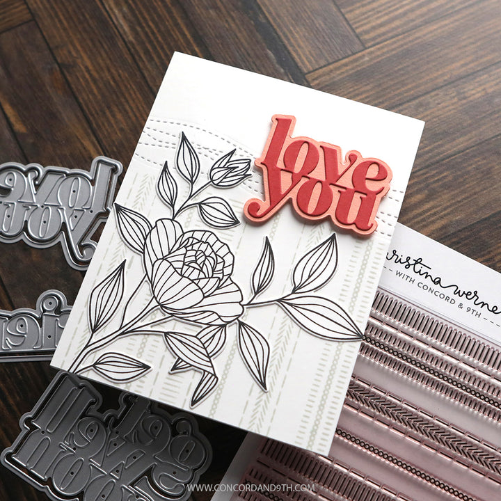 concord 9th kristina werner long line roses stamp set sentiments