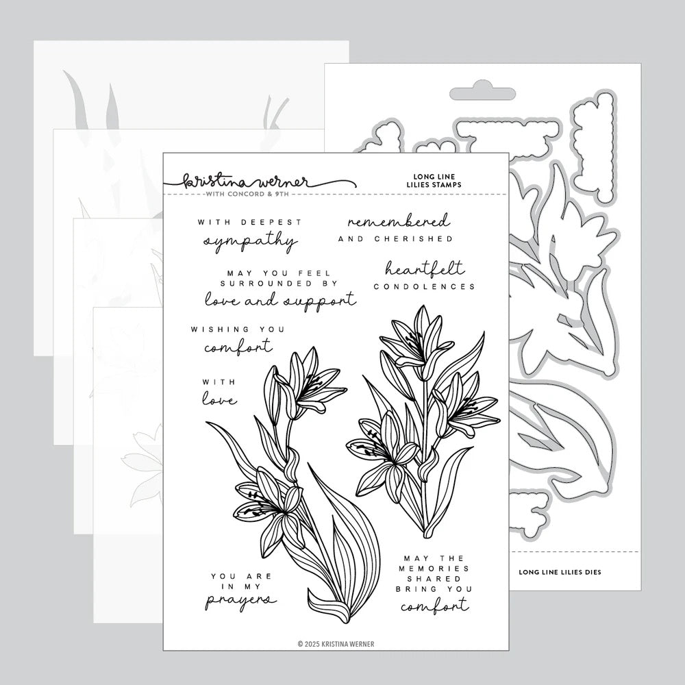 Concord & 9th - Kristina Werner - Long Line Lilies Bundle - Stamps, Dies and Stencils