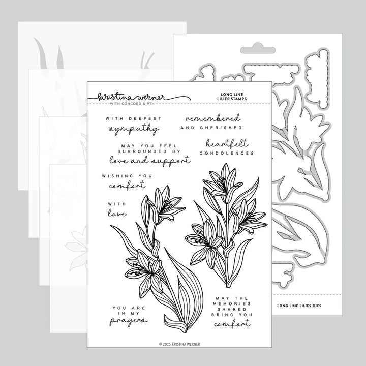 Concord & 9th - Kristina Werner - Long Line Lilies Bundle - Stamps, Dies and Stencils