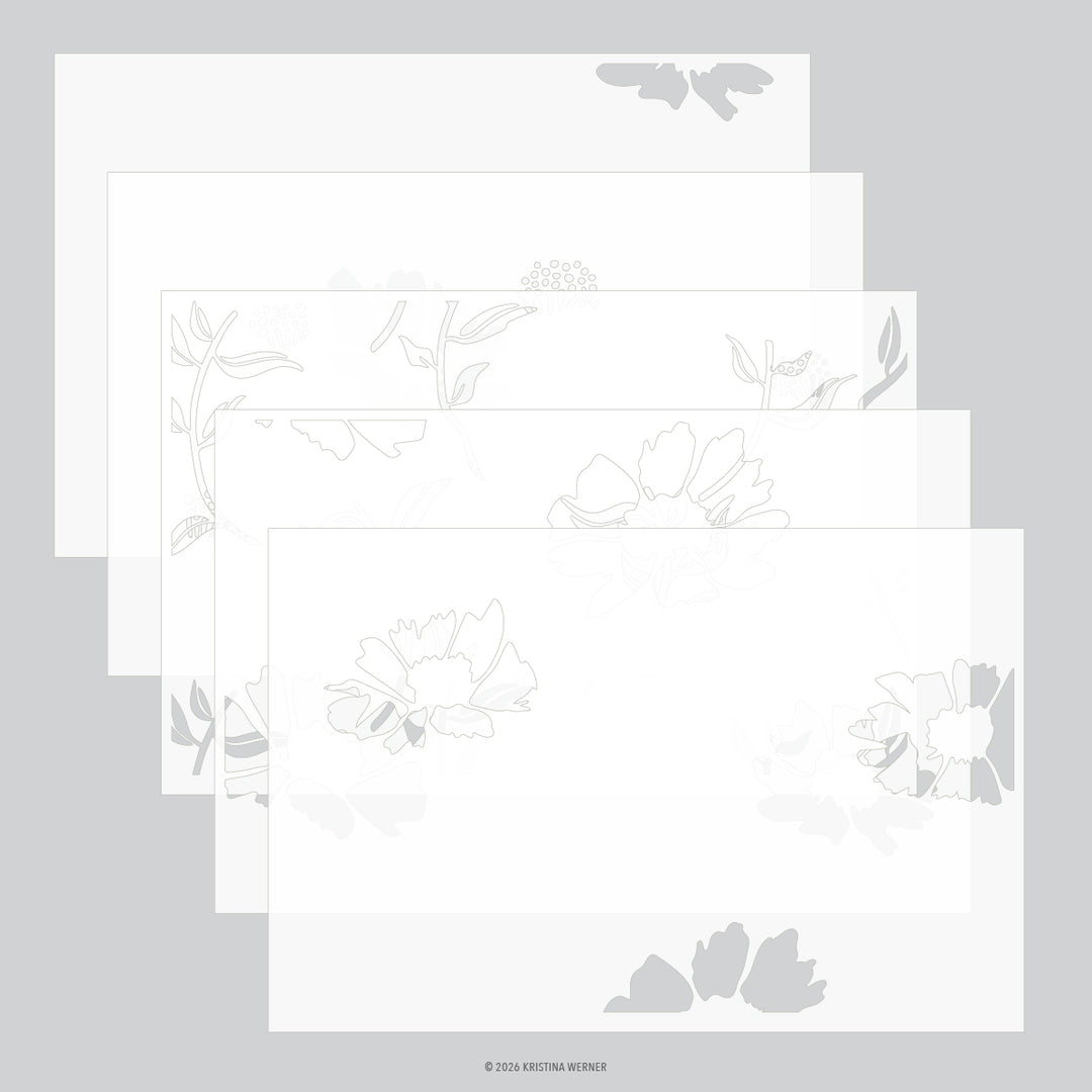 Concord & 9th - Kristina Werner - Aubrey Blooms Stencil Pack (5 qty; 6 x 9)