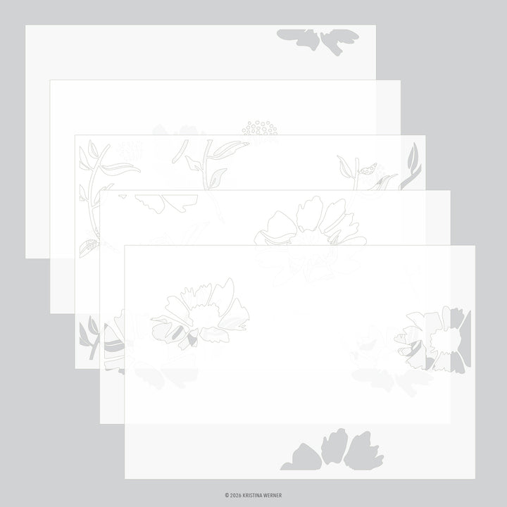 Concord & 9th - Kristina Werner - Aubrey Blooms Stencil Pack (5 qty; 6 x 9)