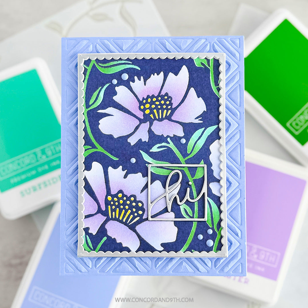 Card with floral design and 'Hi' text on a white background
