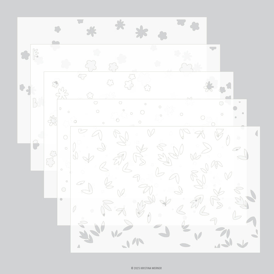 Concord & 9th - Kristina Werner - Bitsy Blooms Stencil Pack (5 qty; 6 x 9)