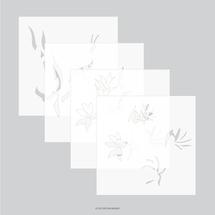 Concord & 9th - Kristina Werner - Long Line Lilies Stencil Pack (4 qty; 6 x 6)