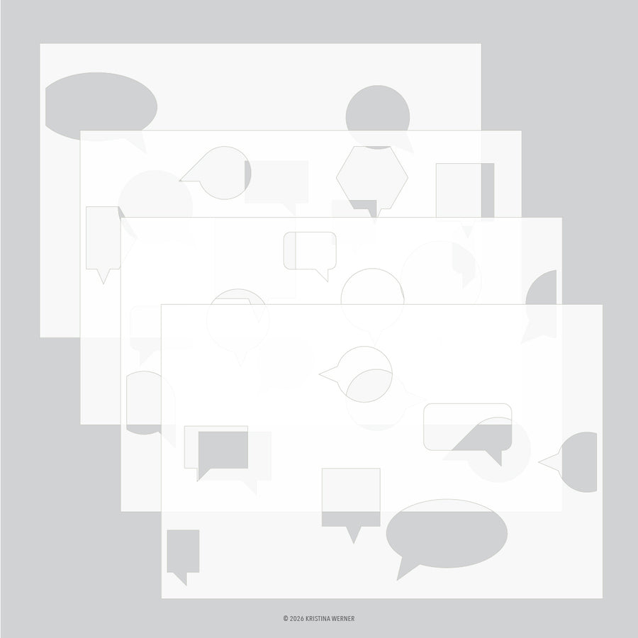 Concord & 9th - Kristina Werner  - Just Talking Stencil Pack (4 qty; 6 x 9)
