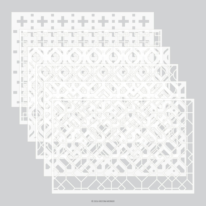 Concord & 9th - Kristina Werner  - Layered Lattice Stencil Pack (6 qty; 6 x 9)