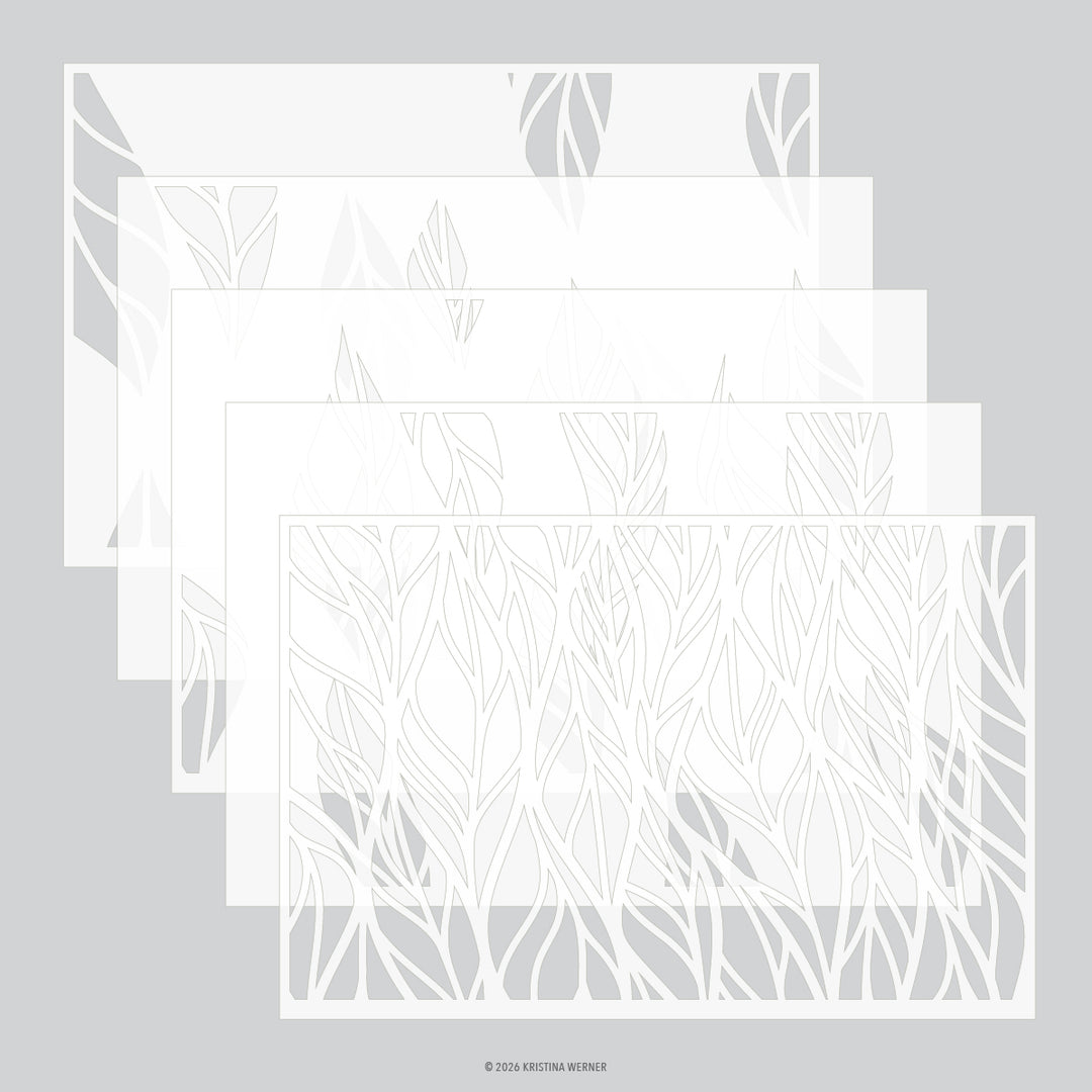 Concord & 9th - Kristina Werner - Leaf Flow Stencil Pack (5 qty; 6 x 9)