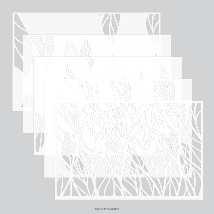 Concord & 9th - Kristina Werner - Leaf Flow Stencil Pack (5 qty; 6 x 9)
